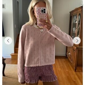 All row pink pointelle Cardigan